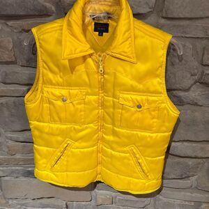 Vintage Tommy Jeans Yellow Puffer Vest Size LG Y2K Coat Jacket Medium